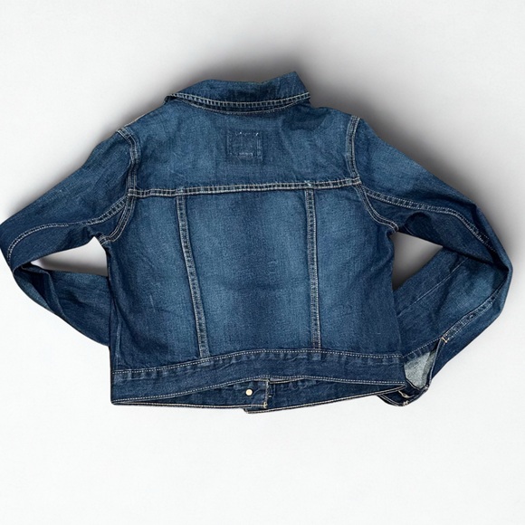 Upcycled Denim Jacket Old Navy Cropped Jean Jacket Small Retro Floral Embroider - Picture 3 of 8